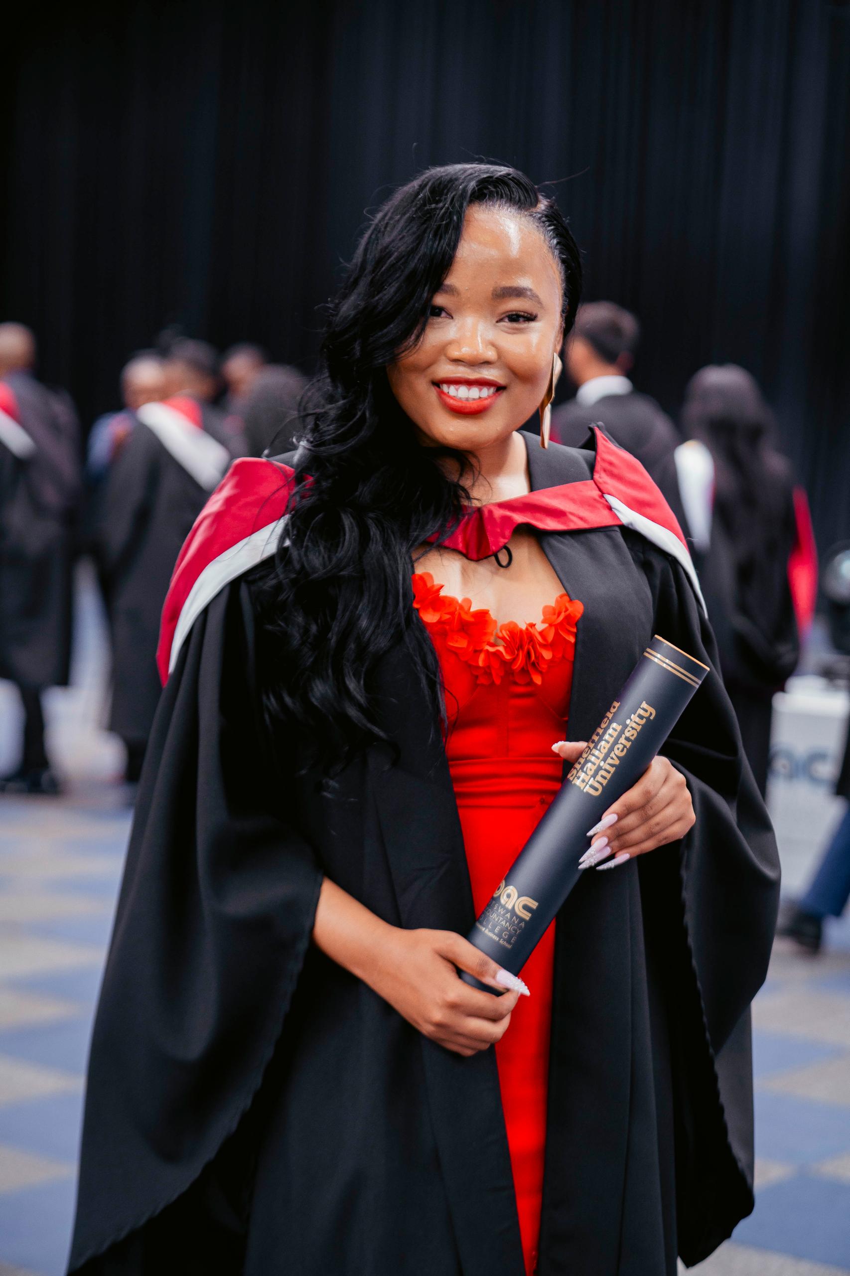 Otsetswe Rammidi at her graduation ceremony